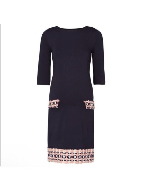 Madderson London Dresses & Skirts - Madderson London Navy Blue Maternity Dress Boat Neckline Mod Print Shift 60s 18